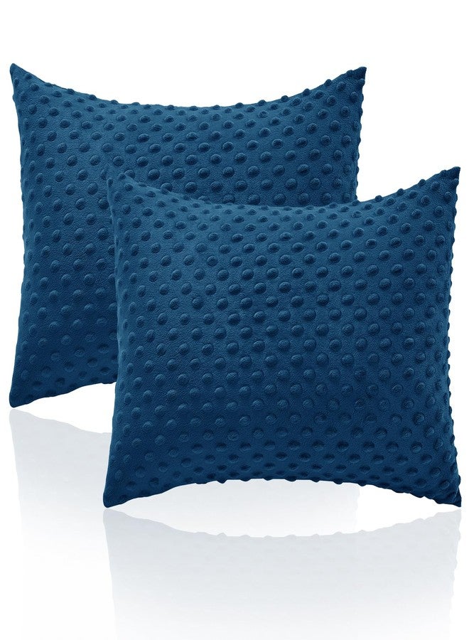 Entisn Toddler Pillowcase 13 x 18 Inch, 2 Pack Minky Dot Toddler Pillow Covers with Zipper Closure, Soft Fleece Pillow Shams for Nursery, Girls, Boys (Navy Blue) - Image 1